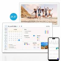 Cadre photo numérique intelligent 21,5 pouces avec calendrier, Android 15, assistant vocal IA, prise en charge MP4/MP3/AVI, planificateur familial et tableau des tâches