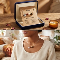 Collier pendentif en pierre naturelle concassée avec motifs des 12 constellations, chaîne de clavicule en acier inoxydable avec perles de pierre brute, bijoux pour femmes