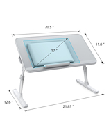 Bureau portable pliable pour ordinateur portable, plateau de 17 pouces pour le travail au lit, l'écriture, les repas, table multifonction pour ordinateur portable avec surface en cuir