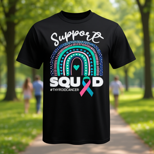 T-shirt de soutien pour le cancer de la thyroïde, avec ruban bleu, rose et turquoise, pour la sensibilisation - Product Image 3