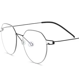 Ultralight Titanium Alloy Screwless Rimless Men Women Irregular Optical Prescription Spectacle Frame Glasses Eyeglasses 28635