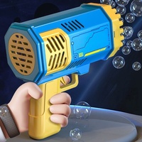 Pistolet à bulles électrique automatique en plastique, lance-roquettes bleu, jouet d'extérieur unisexe pour enfants de 14 ans