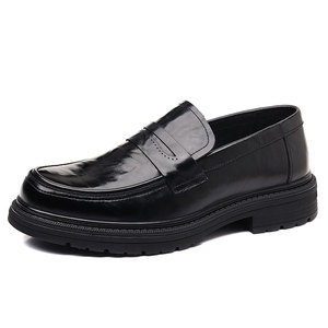 Chaussures en cuir pleine fleur pour hommes, nouvelle collection printemps, chaussures en cuir décontractées pour hommes, chaussures en cuir véritable haut de gamme à semelle épaisse - Product Image 2