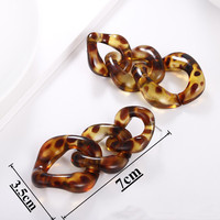 Boucles d'oreilles pendantes en résine acrylique avec chaîne à maillons couleur écaille de tortue, style exagéré et tendance, imprimé léopard pour femmes