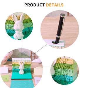 Độc đáo mới đến lễ hội Quà Tặng thỏ mô hình 3D Memo Pad giấy khắc tay xé thủ công với lỗ giữ bút - Product Image 4
