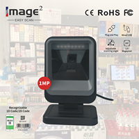 Lector de Códigos de Barras Manos Libres con Sensor Automático Omnidireccional, Lector de Códigos QR 2D con Cable, Escáner de Códigos de Barras USB, Escáner de Códigos de Barras de Escritorio
