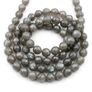 Cuentas Redondas Facetadas de Labradorita Gris Natural con Recubrimiento Mystic AB de 6-7 mm, Hebras de 13 Pulgadas de Largo para la Fabricación de Joyas - Product Image 1