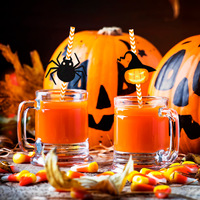 Décoration d'Halloween 24pcs pailles halloween araignée citrouille lanterne sorcière pailles