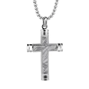 Customized Men's Classic Cross Pendant With China Fashion Genuine Natural Meteorite Necklace