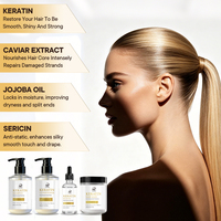 Set Perawatan Rambut Keratin 4 Buah Kondisioner Sampo Masker Rambut Minyak Rambut Perbaikan Tingkat Salon Anti-keriting Kilau Halus Menutrisi Mendalam Rusak