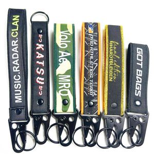 Custom Logo Carabiner Lanyard Black Metal Buckle Woven Sublimation Printed Wrist Lanyards Keychains Short Wristband Accessory - Product Image 2