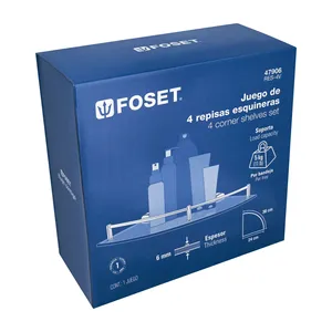 1 Set di unità di 4 ripiani angolari in vetro, Foset - Product Image 4