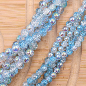 6Mm 8Mm Rõ Ràng Màu Xanh AB Mạ Crackle Pha Lê Thủy Tinh Hạt 80Cm Chiều Dài Mỗi Sợi Tự Làm Đồ Trang Sức Làm Mô Hình Hỗn Hợp Kích Thước Crackle - Product Image 5