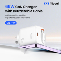 Chargeur rapide USB-C personnalisé Miccell OEM, adaptateur de charge super rapide intégré pour smartphones et ordinateurs portables