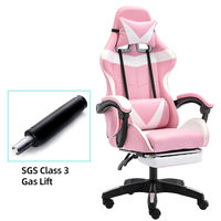 Chaise de Gaming Réglable en Cuir PU et Nylon, Fauteuil de Gaming Rose pour Gamers