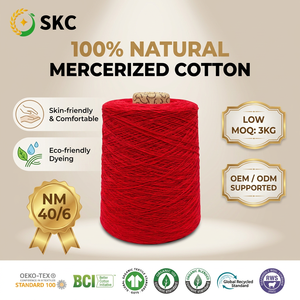 เส้นด้ายฝ้ายเมอร์เซอไรซ์ OEM ODM NM40/6 100% ฝ้าย ป้องกันการเป็นขุย ย้อมสี ปั่นแบบริง สำหรับถักโครเชต์ ถักมือ ยี่ห้อ <span class=keywords><strong>SKC</strong></span> น้ำหนัก 3 กก. ขั้นต่ำในการสั่งซื้อ 3 กก. - Product Image 1