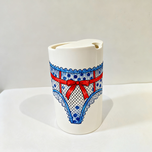 Custom Handmade Ceramic Coffee Mug | Handpainted Garter Belt Photo Pattern | Ideal for Holiday Gifts