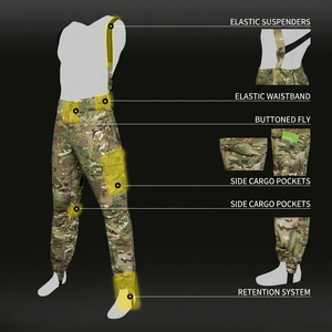 Pantalones tácticos de camuflaje SF19 para invierno con tirantes elásticos y bolsillos tipo cargo, traje de trabajo impermeable para exteriores con control de temperatura. - Product Image 2