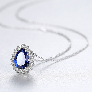 Juego de Joyería Nupcial de Plata con Circonita en Forma de Pera de 6*8mm, con Aretes y Collar, Chapado en Rodio, Regalo de Compromiso para Boda - Product Image 4