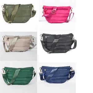 2024 New Trending Wholesale Handbags Puffer Crossbody Fanny Pack Women Belt Bag Nylon Quilted Bags