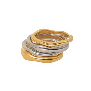 Anillo Ondulado de Doble Capa de Tungsteno Dongguan Lele Jewelry, Anillo Liso para Mujer, Estilo Retro, de Alta Gama - Product Image 1