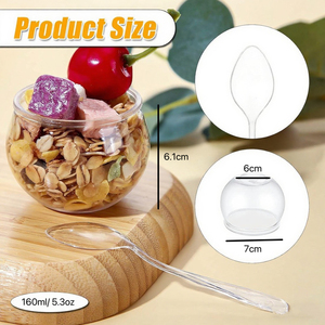 5.3 oz Mini món tráng miệng ly với thìa Sphere <span class=keywords><strong>Fish</strong></span> cup dùng một lần Vòng Bát nhựa nhỏ rõ ràng Parfait bát cho Mousse bánh <span class=keywords><strong>pudding</strong></span> - Product Image 2