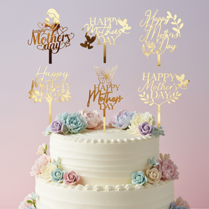 Décoration <span class=keywords><strong>de</strong></span> gâteau transfrontalière style Ins pour la Fête des Mères, carte à insérer en acrylique double couche - Product Image 1