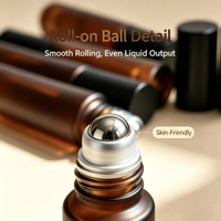 Flacon à bille fin en verre dépoli brun de 5 ml - Flacon rechargeable pour huiles essentielles et parfums, compatible avec l'impression de logo, fabriqué en Chine