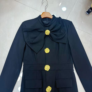 Design Casual da donna vestito da donna monopetto fibbia in oro a <span class=keywords><strong>fila</strong></span> collo alto tridimensionale elegante Modulare Party - Product Image 4