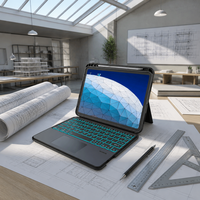 Clavier sans fil magnétique amovible pleine taille avec rotation à 360 degrés et rétroéclairage RVB pour iPad Air 3ème génération 10,5 pouces