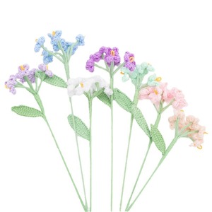 Hand Knitted Wool Forget Me Not Bouquet 6 Heads Artificial Flower Gift For Wedding Home Decor Photography <b>Prop</b> - Product Image 5