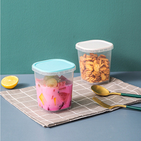 Boîte d'emballage pour crème et snacks, personnalisable OEM/ODM avec logo de marque, 500 ml/16 oz, carrée, avec couvercle inviolable, en PP de qualité alimentaire fabriqué à partir de matériaux recyclés