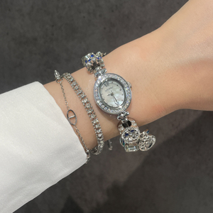 Reloj de Cuarzo CILOA con Esfera Redonda, Brazalete de Diamantes de Imitación, Cadena de Aleación con Cuentas, Reloj de Pulsera para Mujer, Modelo 670 - Product Image 4