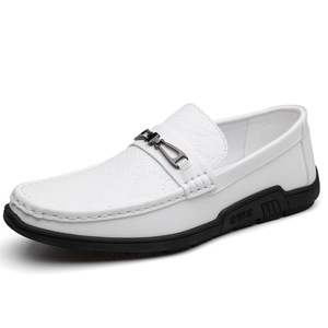 Mocasines de Cuero Blancos para Hombre, Estilo Slip-on, Tacón Bajo, Zapatos Casuales para Conducir, Diseño de Costuras de Color Sólido, Origen Wenzhou - Product Image 5