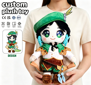 Peluches personnalisées Venti <span class=keywords><strong>Barbatos</strong></span> style Genshin Impact, peluches de personnages de jeu personnalisées, béret vert, vêtements aux couleurs vives - Product Image 1