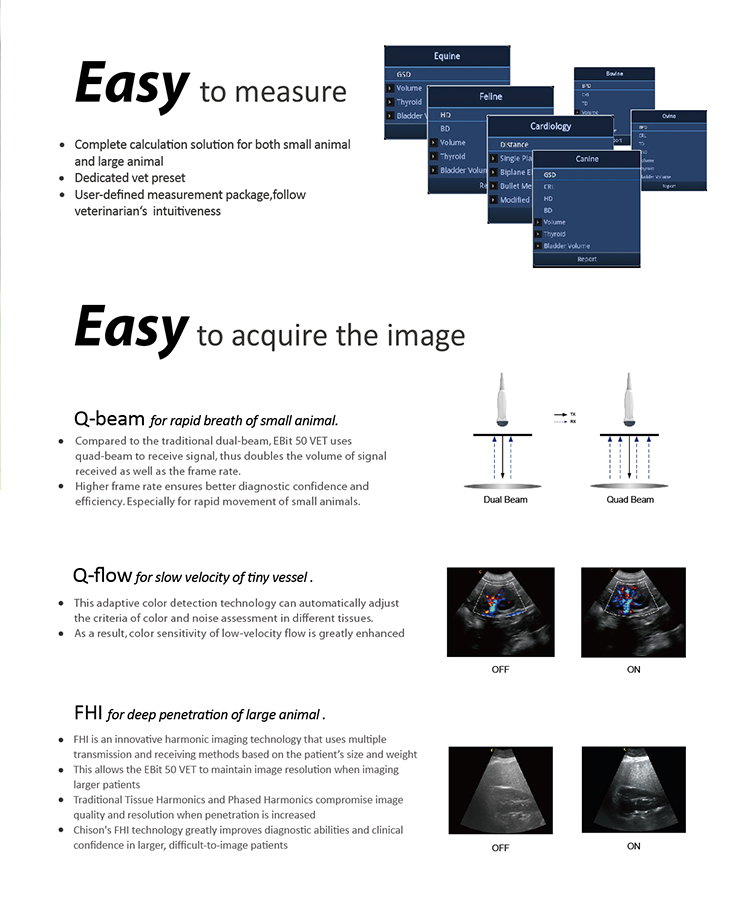 Fábrica Chison Ebit 50 Equipos de Ultrasonido Médico 3D 4D Sistema de Doppler de Color con Sonda Convexa