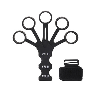 Black Silicone Finger <b>Exercise</b> Hand Grip Strength Trainer Resistance <b>Bands</b> Fitness Wrist Puller for Hand Therapy - Product Image 1