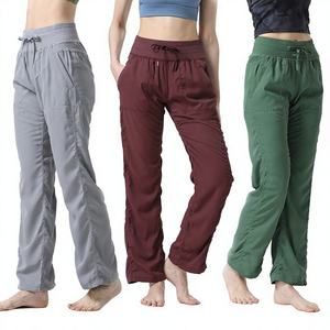 <span class=keywords><strong>Pantalones</strong></span> Capri Casuales de Cintura Ajustable con Cordón, 100% Algodón, Transpirables y Antiarrugas, Corte Regular para Mujer, para Uso Diario - Product Image 1
