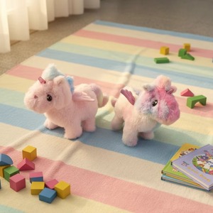 Peluche de Pegaso Colorido con Cuerno de Unicornio de Plástico, Camina y Emite Sonidos, Juguete Eléctrico de Peluche para Niños - Product Image 2