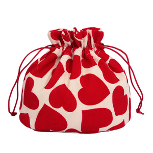 Beilian Drawstring Makeup Bag Large Capacity Portable Cosmetic Storage Bag Round Shape Cotton Fabric Travel Toiletry Bag - Product Image 5