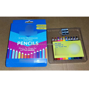 Paquet <span class=keywords><strong>de</strong></span> 10 crayons <span class=keywords><strong>de</strong></span> couleur triangulaires géants en forme <span class=keywords><strong>de</strong></span> graisse courte pour enfants Taille-<span class=keywords><strong>crayon</strong></span> en métal extra épais à noyau avancé en bois - Product Image 2