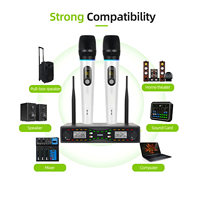 Système de microphone sans fil UHF professionnel double micros cardioïdes XLR rechargeables signal stable pour karaoké, scène et DJ