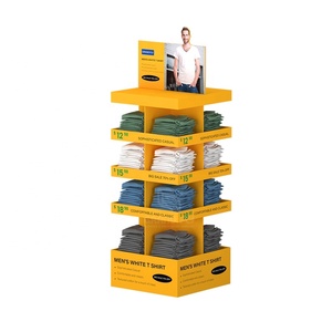 Tùy chỉnh hiện đại 4-Sided tông <span class=keywords><strong>Rack</strong></span> hiển thị cho T-Shirts fsdu quần áo tầng hiển thị Kệ sóng giấy hiển thị đứng - Product Image 4