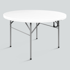 Mesa Plegable Redonda Blanca <span class=keywords><strong>de</strong></span> <span class=keywords><strong>Resina</strong></span> Plástica Ligera y Económica para Banquetes - Product Image 3