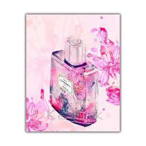 Modern Perfume Flower Canvas Painting Wall Art con Glitter rosa per la decorazione domestica