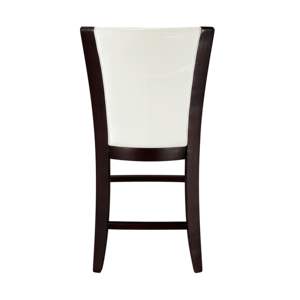 DB Modern Contemporary Set of 2 Counter Height <b>Dining</b> <b>Chairs</b> <b>White</b> Faux Leather Upholstered Espresso Finish Hardwood Solid Seat - Product Image 4