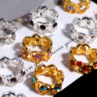 Nouveauté 2026 Perles en alliage vintage micro-incrustées en forme de cœur à trou droit pour accessoires de bijoux, porte-clés de téléphone et chaînes de sac DIY