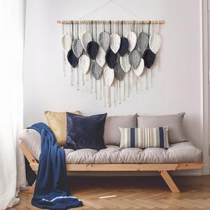 Handmade Bohemian Style Decorative Tapestry Handcrafted Cotton Rope Weaving Irregular <b>Leaves</b> <b>Wall</b> Hanging <b>Decor</b> - Product Image 1