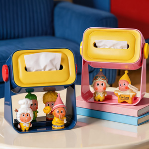 Creative Tissue Box Storage Organizer With Magnetic Spring Mechanism Cartoon Design For Home Bedroom Use Blue And Pink Color - Product Image 5