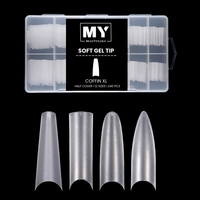 MyBeautyNails Custom Logo Soft Gel Extension Nail Tips XL XXXL Coffin Matte Non C Curve Half Cover Square Nail Tips XXL